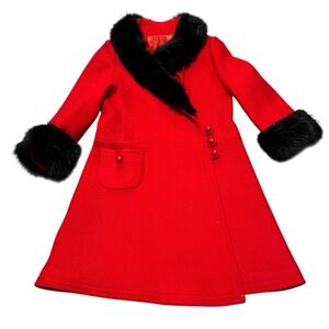 Vintage Michel Daniel Women’s Wool Fur Coat Paris France 50s 60s